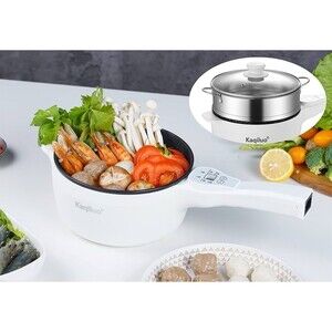 Kaqiluo Electric Hot Pot Multi-Cooker 3L w/ Glass Lid & Steamer White